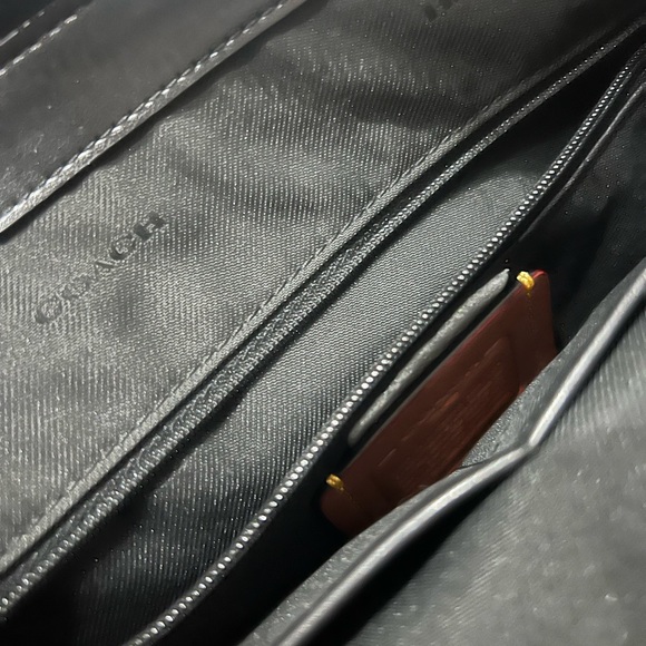 Coach Lane Black Leather and Suede Satchel Crossbody Handbag - Picture 15 of 16